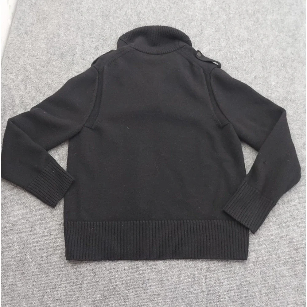 Banana Republic Sweater Mens Large Black 100% Wool Shawl Collar Pullover Grandpa